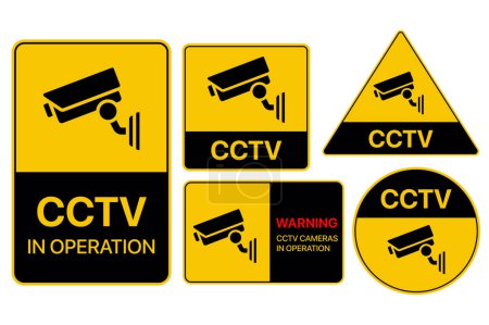 Ilustración de Conjunto de señales de advertencia CCTV - Imagen libre de derechos
