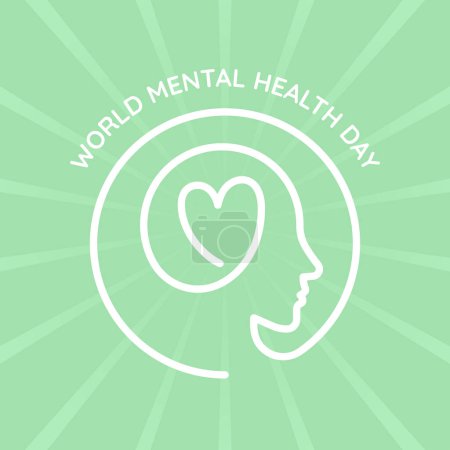 Illustration for World Mental Health Day Outline Face - Royalty Free Image