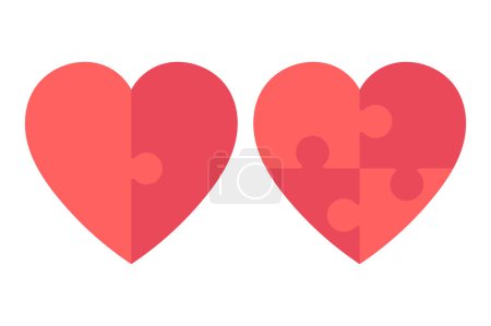 Illustration for Puzzle Pieces Hearts Set icons - Royalty Free Image