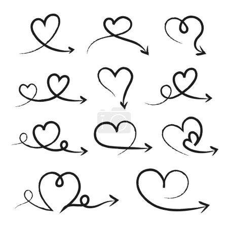 Illustration for Heart Shape Arrows Set - Royalty Free Image