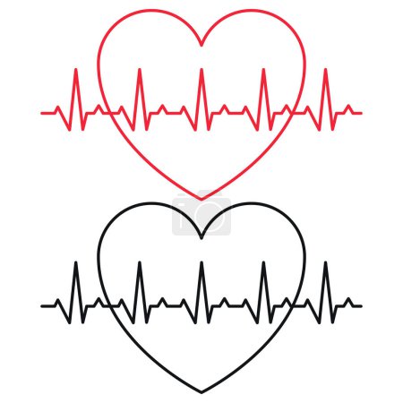 Illustration for Heart With Grid And ECG Heartbeat - Royalty Free Image