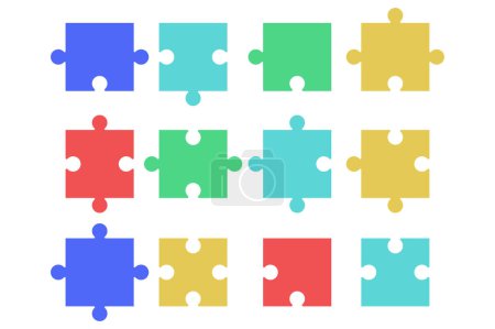 Illustration for Puzzle Pieces Flat Colors - Royalty Free Image