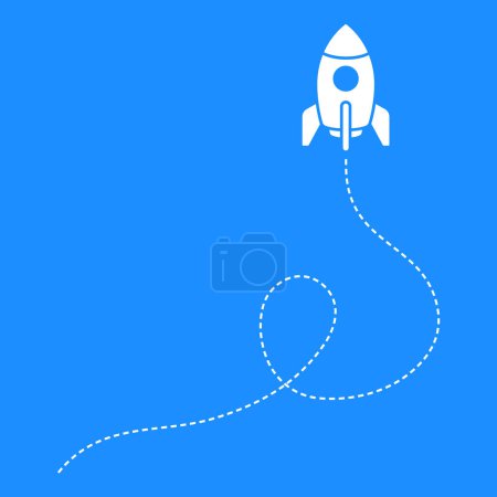Illustration for Dotted Curly Into Space rocket ship icon, vector illustration - Royalty Free Image