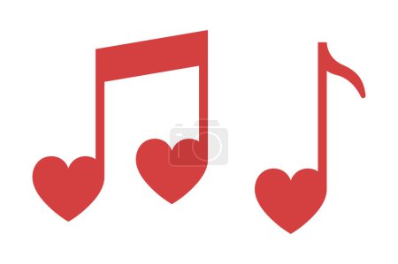Illustration for Heart Music Notes Set of Two - Royalty Free Image