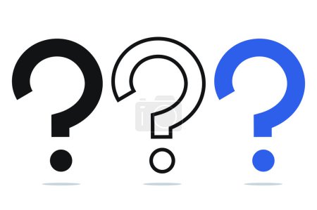 Illustration for Question Mark In Glyph Outline And Flat - Royalty Free Image