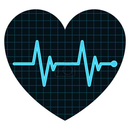 Téléchargez les illustrations : Coeur avec icône isolée ECG vecteur illustration design - en licence libre de droit