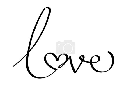 Ilustración de Amor con corazón caligrafía - Imagen libre de derechos