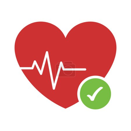 Illustration for Heart with ECG Line and Check Mark - Royalty Free Image