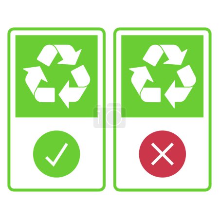Téléchargez les illustrations : Cochez la case et croix des panneaux recyclables - en licence libre de droit
