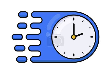 Illustration for Fast Speed Lines Clock Cartoon Style - Royalty Free Image