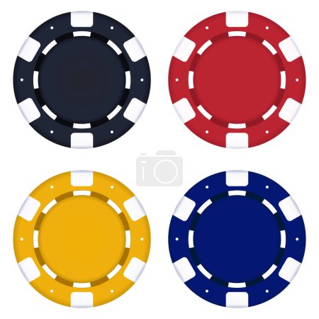 Illustration for Set Of Four Poker Chips - Royalty Free Image