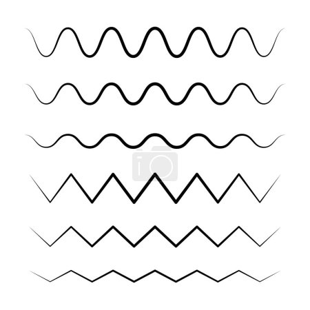Illustration for Wavy And Zig Zag Pointy Lines Set - Royalty Free Image