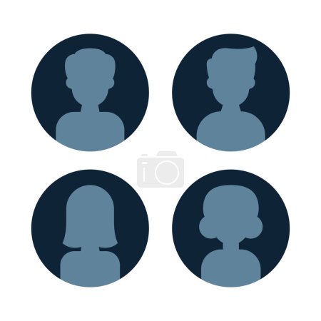 Ilustración de Conjunto de círculos de avatares anónimos - Imagen libre de derechos