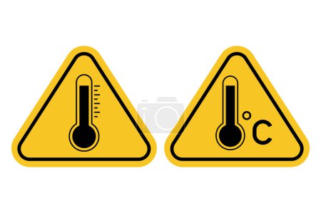Illustration for High Temperature Warnings Signs Set of Two - Royalty Free Image
