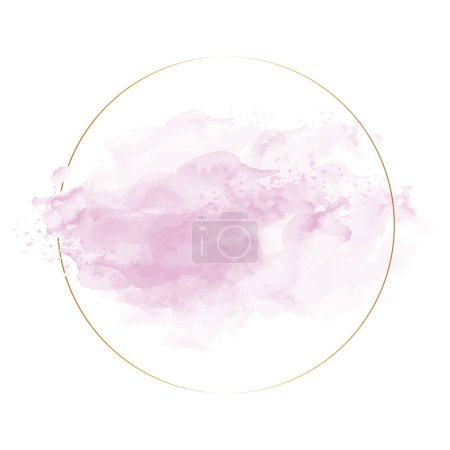 Illustration for Gold Circular Frame Watercolor Banner - Royalty Free Image
