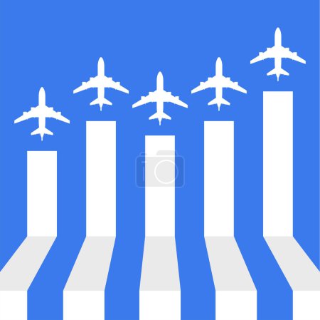 Ilustración de Fondo azul con aviones que vuelan - Imagen libre de derechos