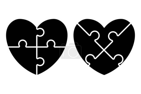 Illustration for Heart Shaped Puzzle Glyph Style - Royalty Free Image