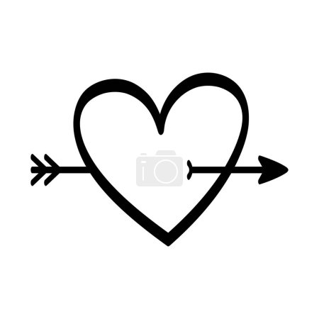 Ilustración de Flecha a través del corazón dibujado a mano - Imagen libre de derechos