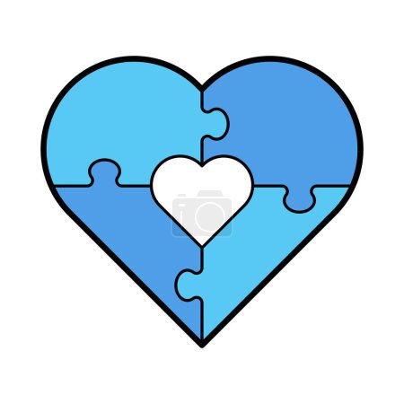 Illustration for Heart Puzzle Blue With Small Heart, vector illustration - Royalty Free Image