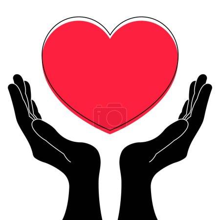 Illustration for Hands Supporting Heart, vector illustration - Royalty Free Image