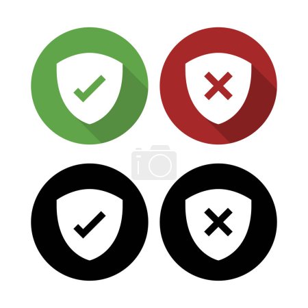 Illustration for Check And Cross Shields Circles, vector illustration - Royalty Free Image