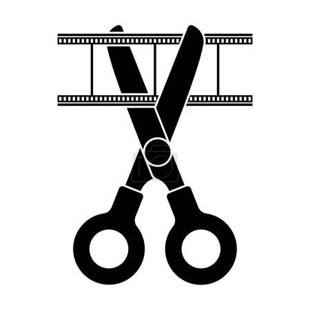 Illustration for Scissors Cutting Film Strip, vector illustration - Royalty Free Image