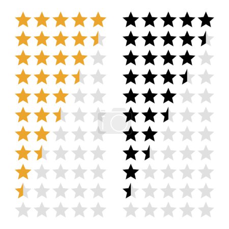 Illustration for Review Stars Set Yellow And Black, vector illustration - Royalty Free Image