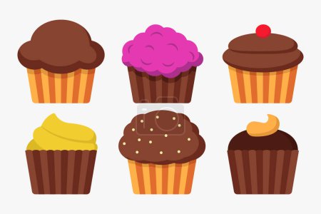 Illustration for Birthday Muffins icons vector illustration - Royalty Free Image