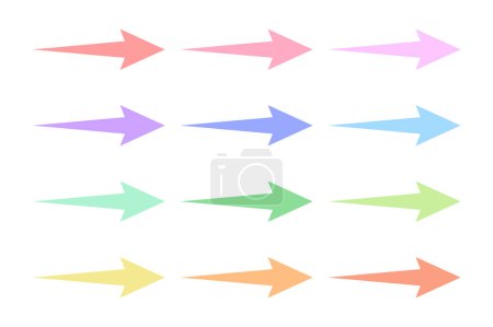 Ilustración de Conjunto de colores pastel de flecha delgada a gruesa - Imagen libre de derechos