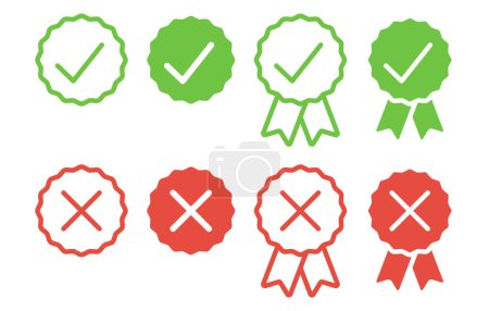 Illustration for Check mark and cross icons set, vector illustration simple design - Royalty Free Image
