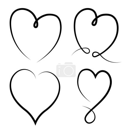 Illustration for Hand Drawn Outline Hearts - Royalty Free Image