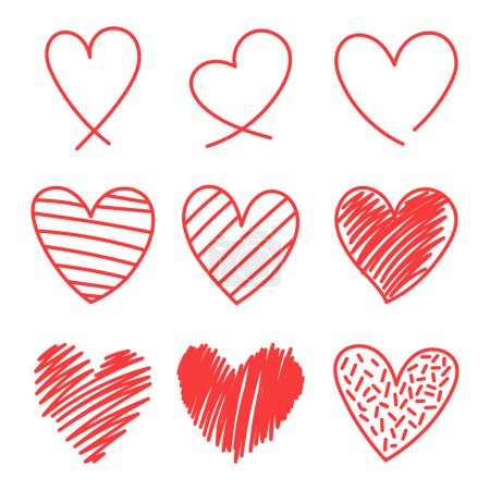 Illustration for Red Doddle Hearts Set - Royalty Free Image