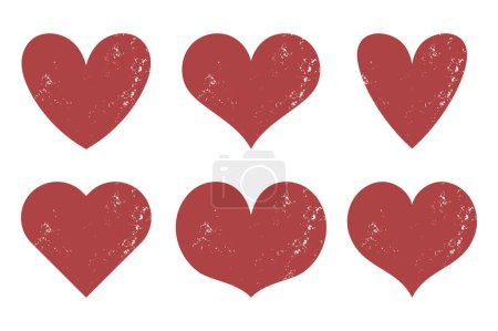 Illustration for Stamp Style Hearts Set - Royalty Free Image
