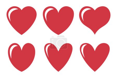 Illustration for Set of Flat Style Hearts, vector illustration - Royalty Free Image