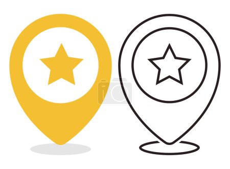 Illustration for Star Location Pin Flat And Outline - Royalty Free Image