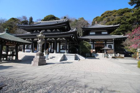 Kamakura, Japón - 4 de marzo de 2024: Budista Hase-Kannon templo superior plaza principal con templo principal 