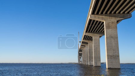 Perspective view of the Sidney Lanier Bridge's structure in Brunswick, Georgia.