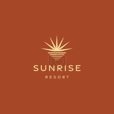 Illustration for Sunrise Resort Logo: A Tranquil Logo for Oceanfront Destinations - Royalty Free Image
