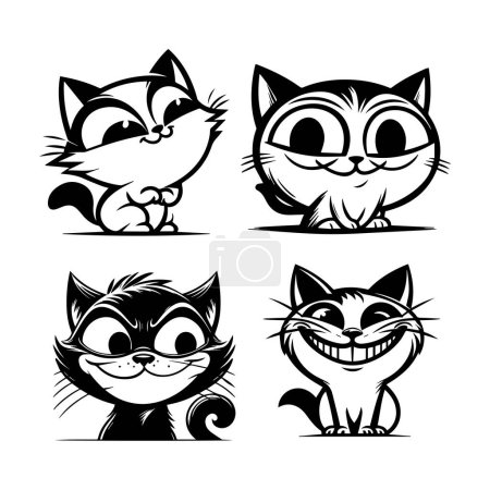 Ilustración de Conjunto de gato lindo mano dibujado vector - Imagen libre de derechos