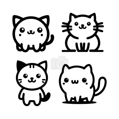 Ilustración de Conjunto de gato lindo mano dibujado vector - Imagen libre de derechos