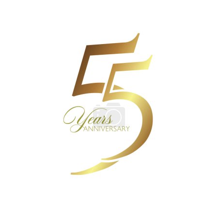 55. Jahrestag Logo, goldene Farbe, Vector Template Design-Element für Geburtstag, Einladung, Hochzeit, Jubiläum und Grußkarte Illustration.