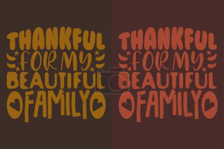 Thankful For My Beautiful Family, Thankful, Thankful Shirt, Fall Shirt, Fall Vibes, Hello Pumpkin, Thanksgiving T-Shirt, Cute Thankful, Fall T-Shirt, Grateful Shirt, Heart T-Shirt, Family Shirt, Women's Thanksgiving T-Shirt, Thanksgiving Vacation Shi
