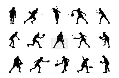 Pickleball player vector silhouette bundle for any design purpose
