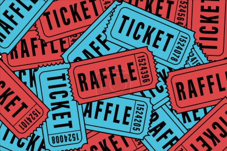 Red and blue raffle ticket vectors