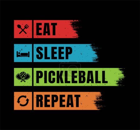 T-shirt Pickleball design. Eat Sleep Pickleball Repeat t-shirt design.