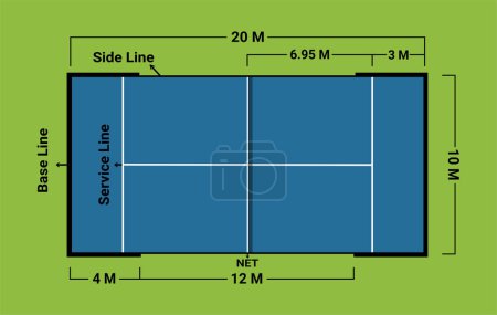padel court vector with details