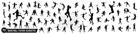 Illustration for Male, female, and children's basketball players silhouettes - Royalty Free Image
