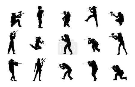 female paintball players silhouette