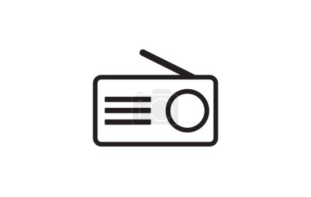 Téléchargez les illustrations : Icône Radio en ligne noire icône de style, style isolé sur fond blanc - en licence libre de droit