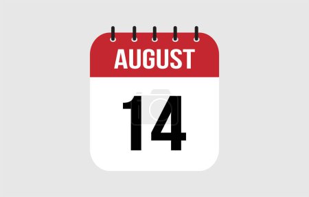 Der 14. August-Kalender. August Kalender Vektor Illustration.